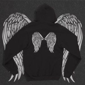 Angels Wing Printed Hoodies Long Sleeve Oversized Hooded Sweatshirt